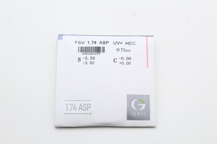 Линзы IGNIS 1.74 ASP UV+ HCC Ф75 (зеленый блик) (Корея)